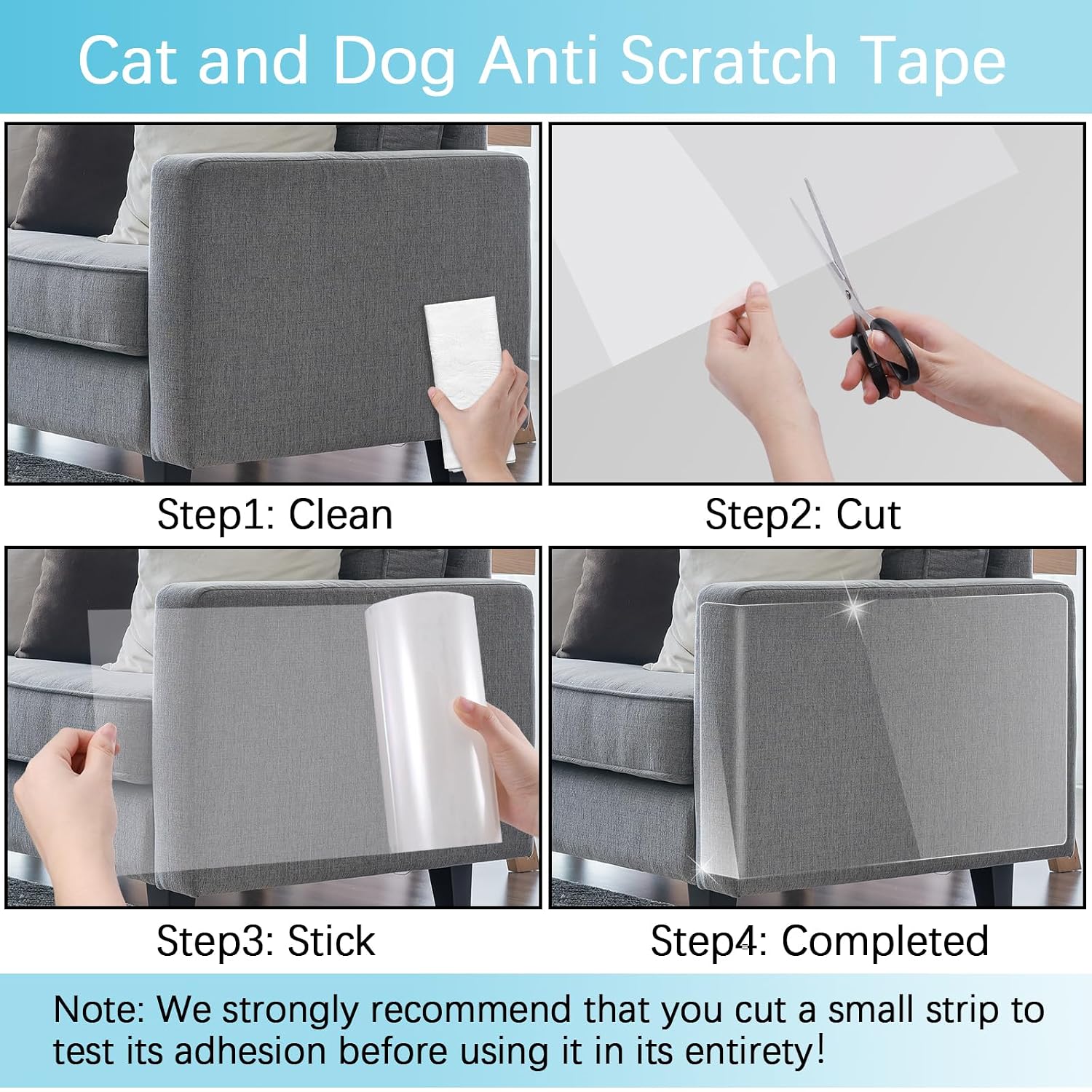 Hejo Cat Anti Scratch Furniture Protector, 20cm×3m Sofa Protectors from Pets, Clear Anti Cat Scratch Furniture Tape, Flexible Cat Tape for Sofa, Doors, Screens, Cabinets, Walls - Image 5