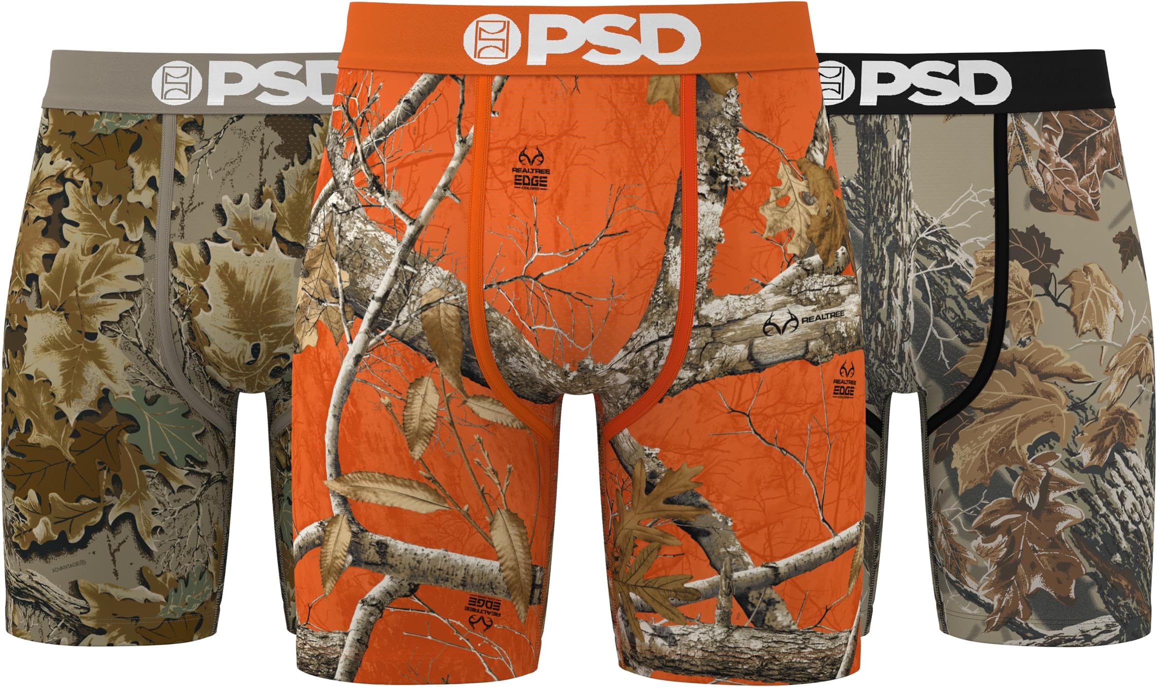 PSD Underwear Mens Boxer Briefs - Camo Print, Standard Length Packs and Singles, Soft & Breathable Boxer Briefs for Men