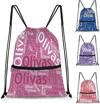 Personalized Drawstring Backpack Dance Gymnastics Bag, Custom Sport Sackpack String Gym Bag for Boy & Girl Purple White Text