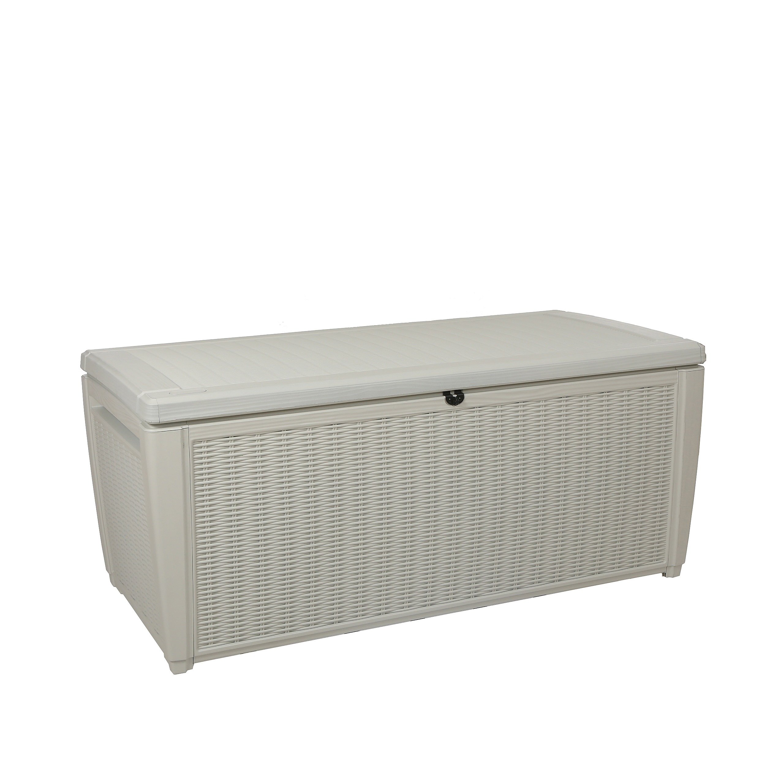 Koll Living Auflagenbox/Kissenbox 511 Liter l 100% Wasserdicht l mit Belüftung dadurch kein übler Geruch/Schimmel l Moderne Rattanoptik l l Deckel belastbar bis 200 KG (2 Personen) - Poolbox