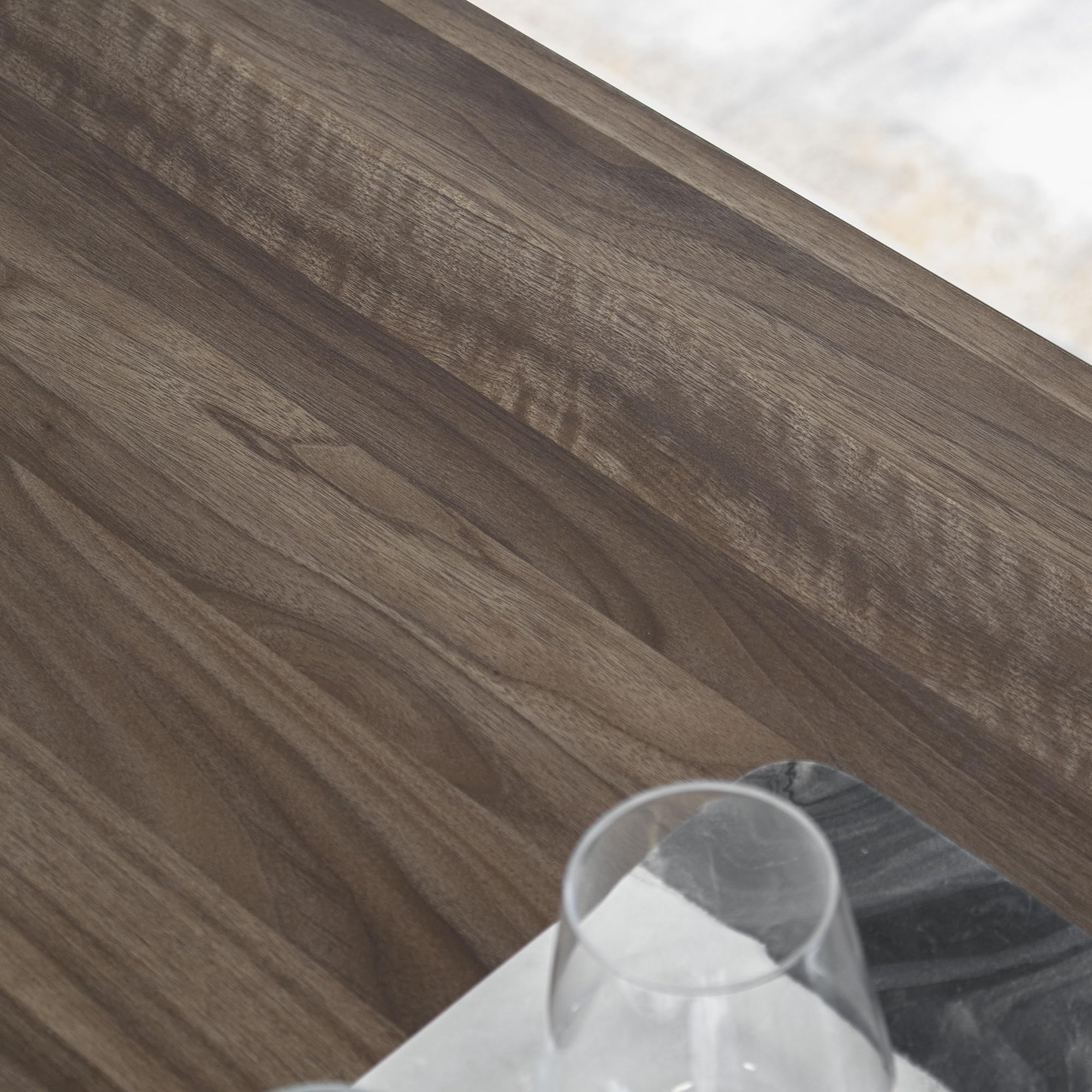 Gavin Mesa de Bar 110x50 cm | 105 cm de Altura | con 2 estantes y portavasos, Estructura de Acero, fácil de Montar, Estilo Industrial, Color Nogal