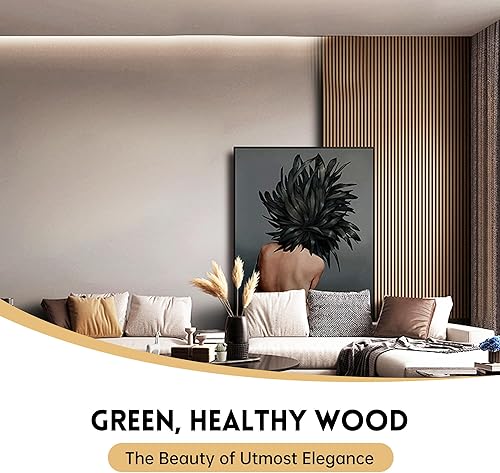 Miniatura 2 de Paneles de madera para pared y techo, paneles de pared de 94.5 x 11 pulgadas para decoración de pared interior, panel de pared de listones de madera