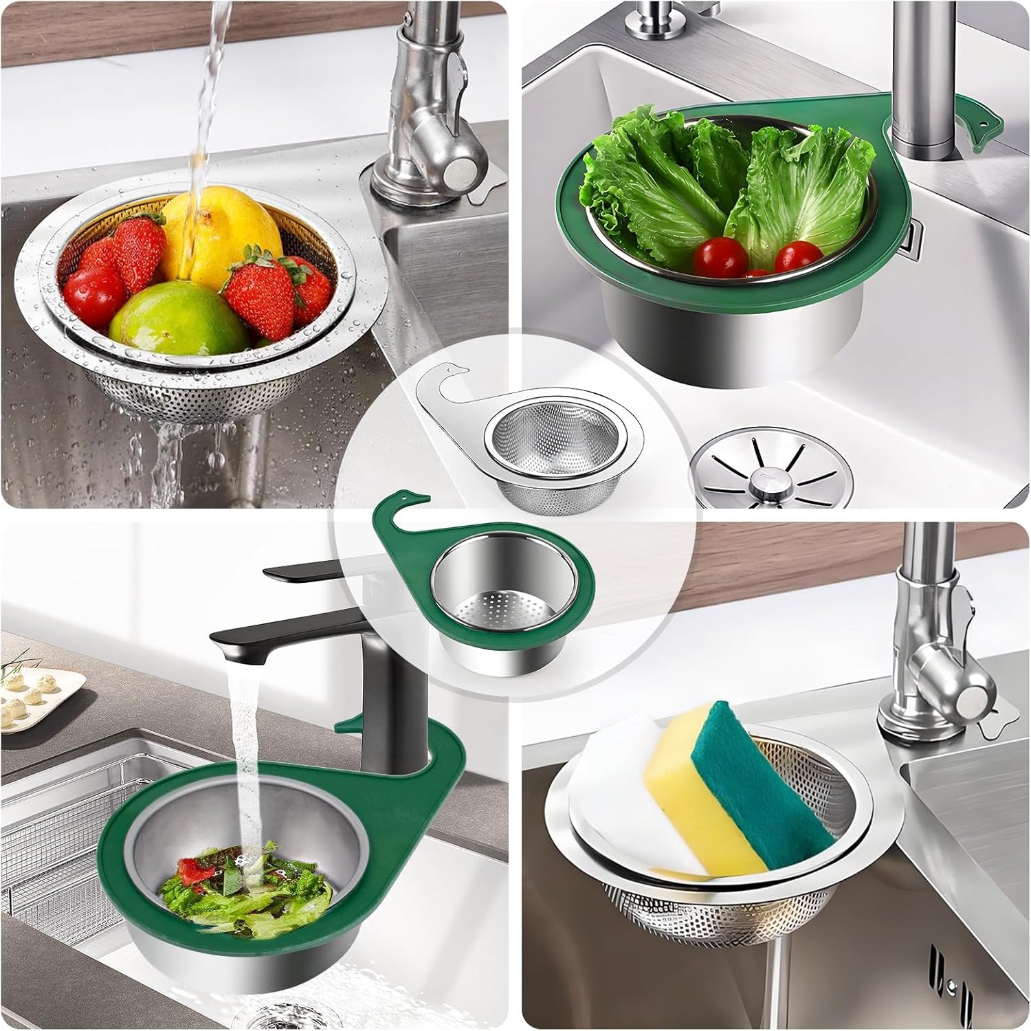 Passoire évier Clip Robinet - Filtre Anti-déchets - 13x14 Cm - Égouttage Pâtes Et Légumes Facile