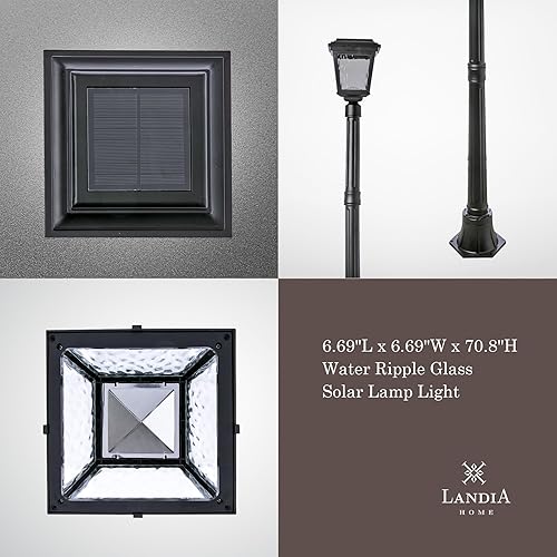 Miniatura 6 de Landia Home Lámpara solar ultra brillante del atardecer al amanecer, luz solar decorativa de 71 pulgadas de alto, lámpara de jardín solar para