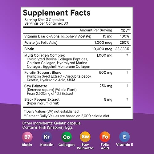 Miniatura 2 de NEW AGE Biotina Colágeno Queratina Ácido Hialurónico - 50,000mcg Vitaminas para el Crecimiento del Cabello para Hombres y Mujeres, Vitaminas para