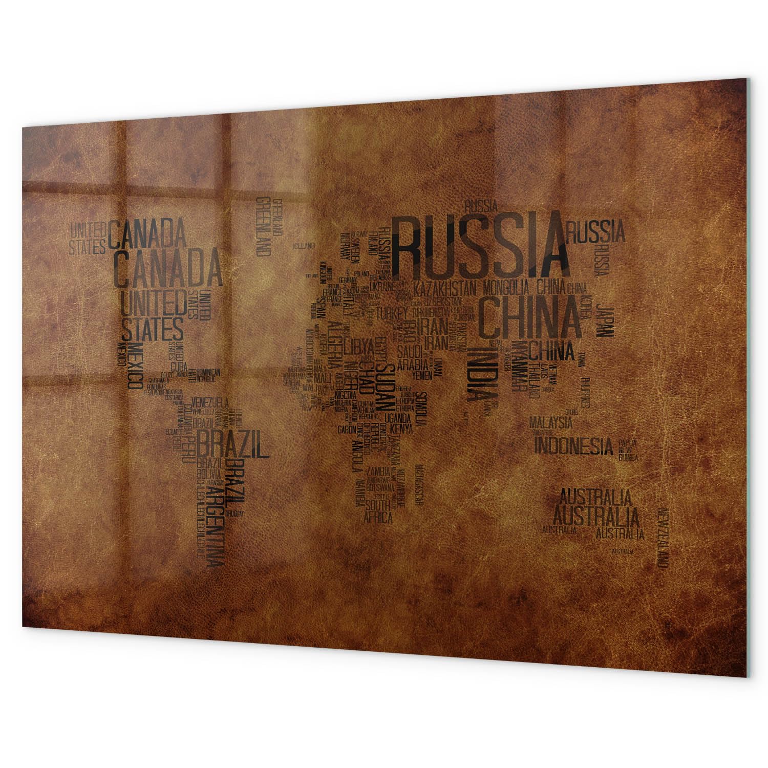 Lavagna in vetro magnetica da parete 120x60 cm | Mappa dei nomi dei paesi
