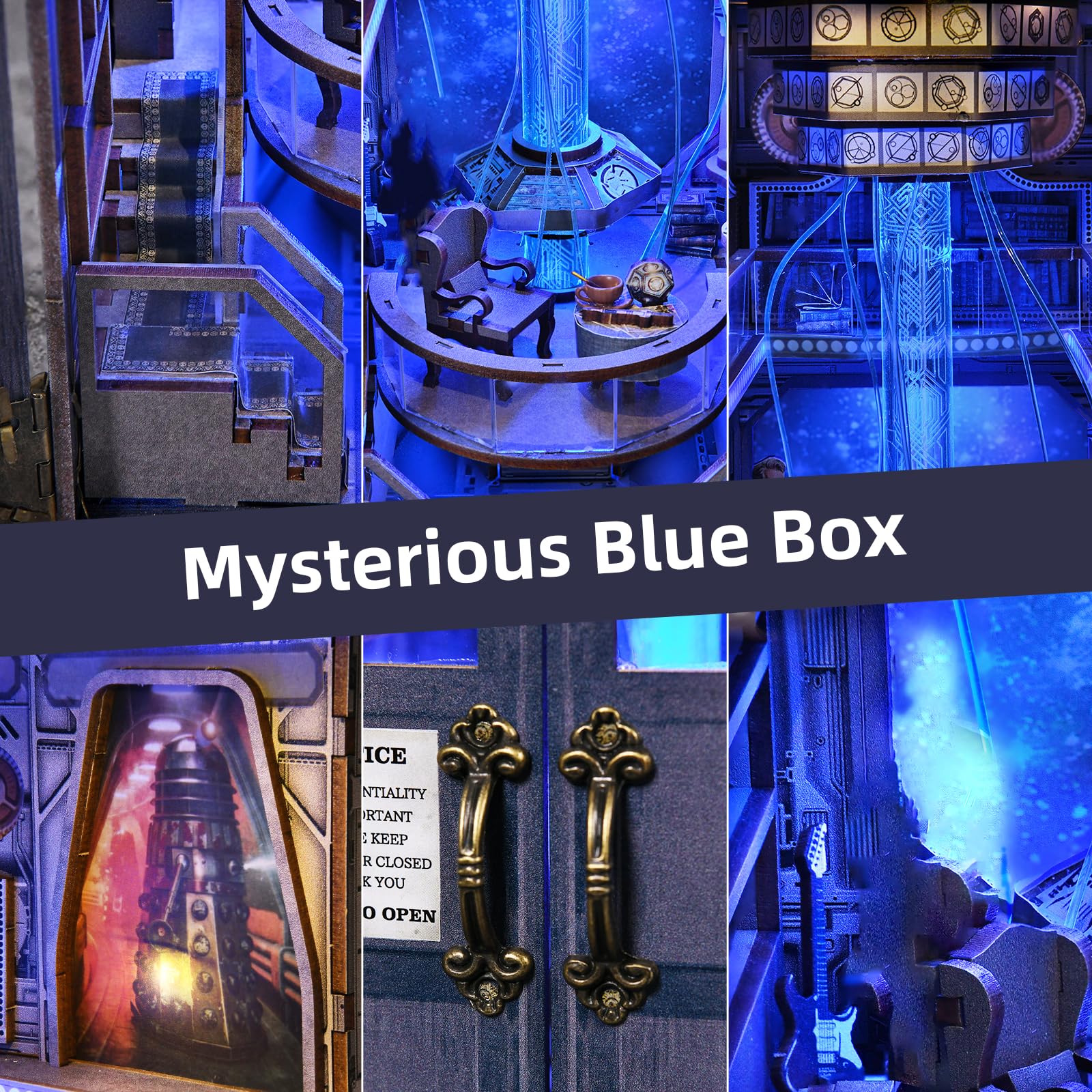ETKVR Kit Book Nook per Adulti, Modello DIY Book Nook, Puzzle 3D in Legno Fermalibri Booknook Miniatura Casa delle Bambole per Inserto Libreria Decorazione Casa - Mysterious Blue Box