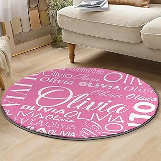 Custom Rug with Name Text Personalized Round Rugs Super Soft Faux Rabbit...