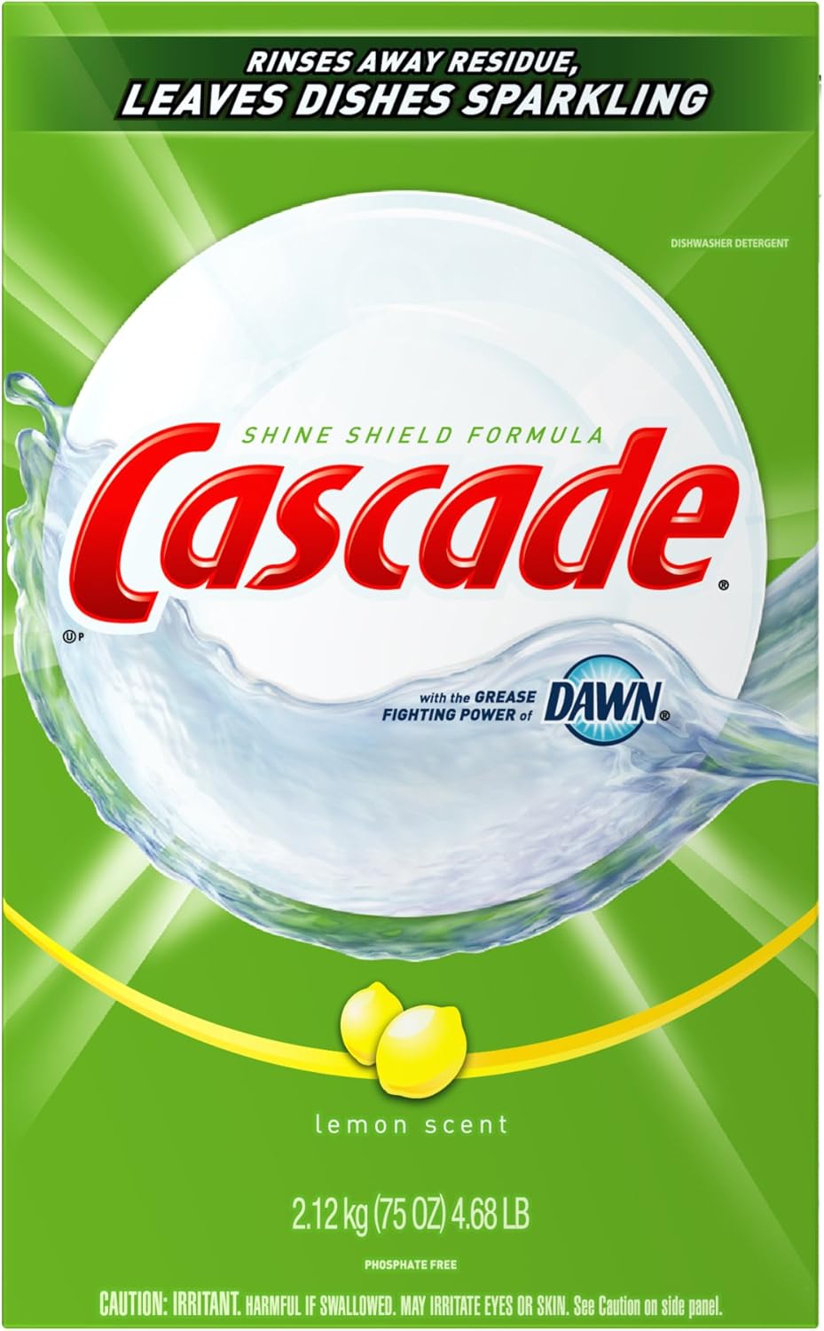 Cascade Powder Dishwasher Detergent, Lemon Scent, Case Pack