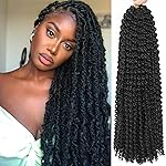 Passion Twist Hair 18 Inch 8 Packs Water Wave Crochet Hair Curly Braiding Hair Long Bohemian Spring Twist Hair For Butterfly Locs Crochet Braids Synthetic Hair Extension (18 Inch (Pack of 8), 1B)
