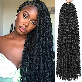 Passion Twist Hair 18 Inch 8 Packs Water Wave Crochet Hair Curly Braiding Hair Long Bohemian Spring Twist Hair For Butterfly Locs Crochet Braids Synthetic Hair Extension (18 Inch (Pack of 8), 1B)