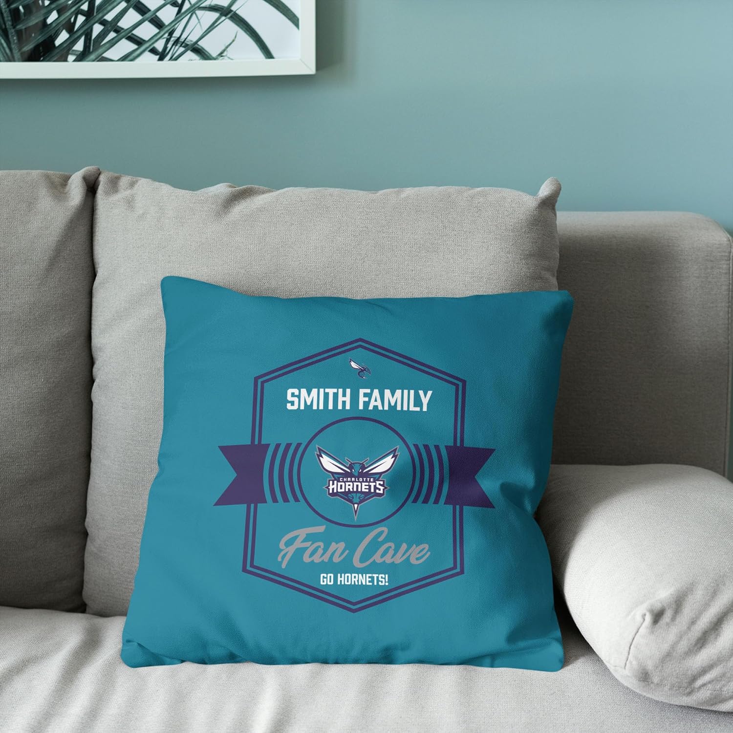 NORTHWEST NBA Charlotte Hornets, Dominion, Personalized Throw Pillow, 18 x 18 Inches