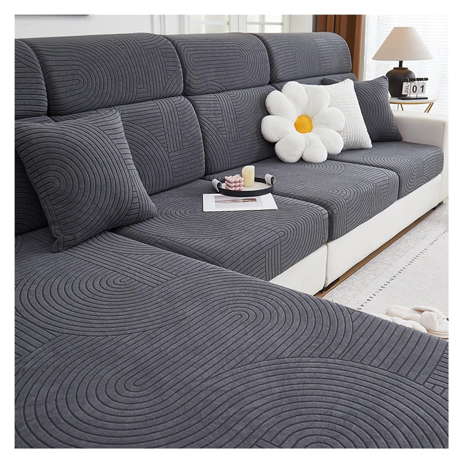 Housse de coussin de canapé en velours extensible de qualité supérieure pour mobilier d'angle