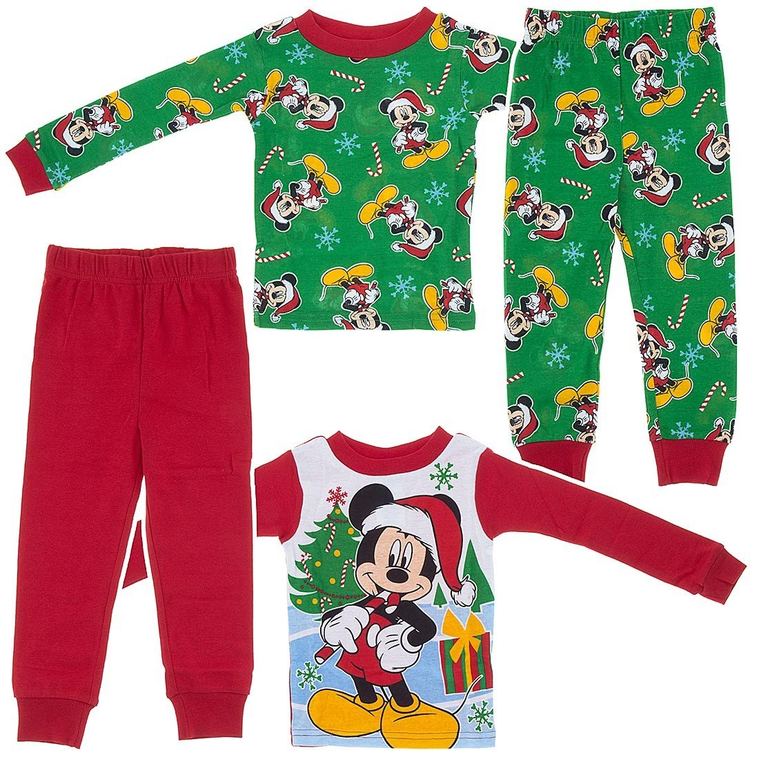 Disney Mickey Boy 4PC Christmas Long Sleeve Tight Fit Pajama Set Size 3T