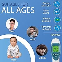 Vista 3 de Elate Termómetro de frente Termómetro digital infrarrojo sin contacto para adultos, niños y bebés con alarma de fiebre Grado médico