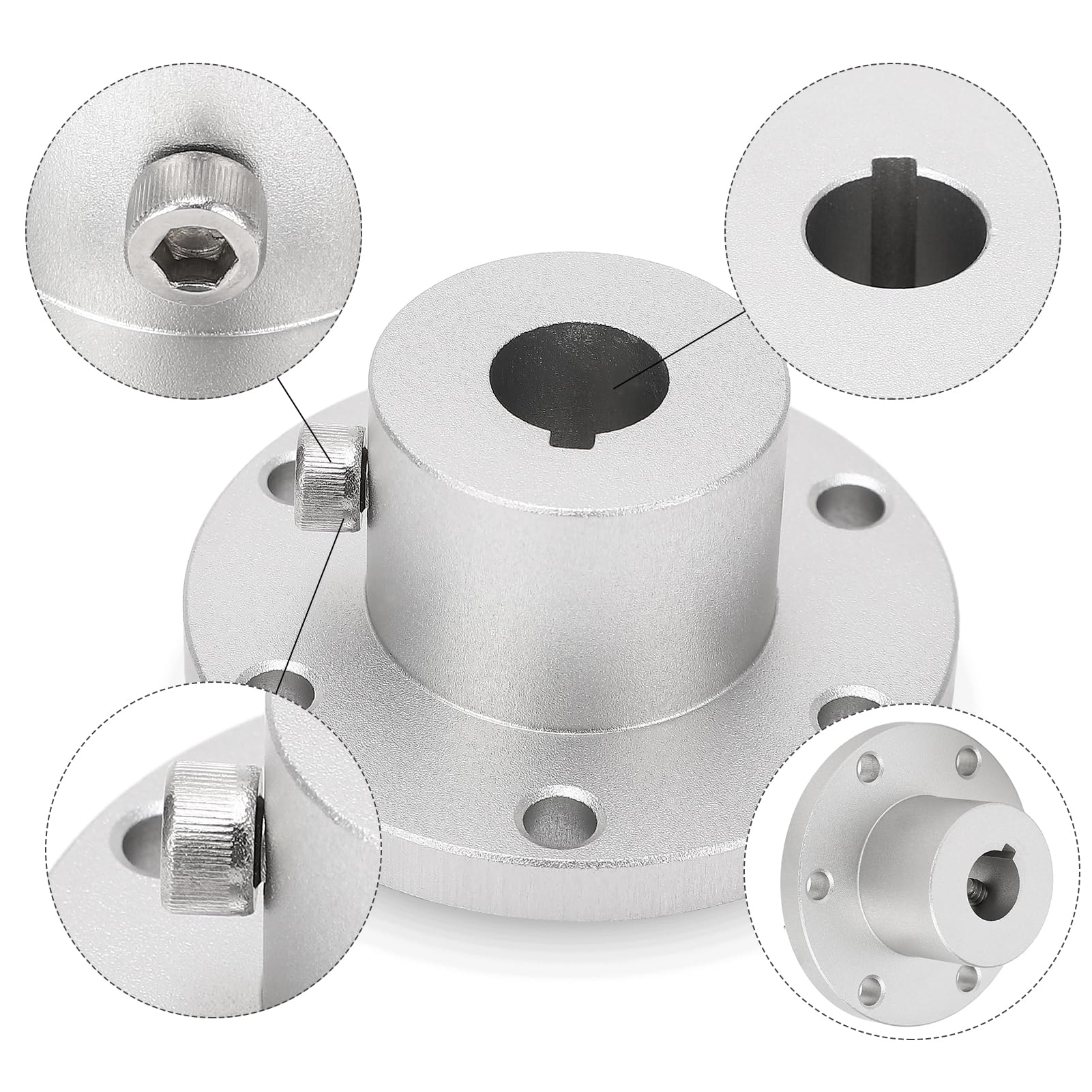 ZAWELIYO 1/2in RC Flange Coupling Connector Aluminium Alloy RC Key Hub Shaft Coupling RC Model Replacement Parts for DIY RC Model