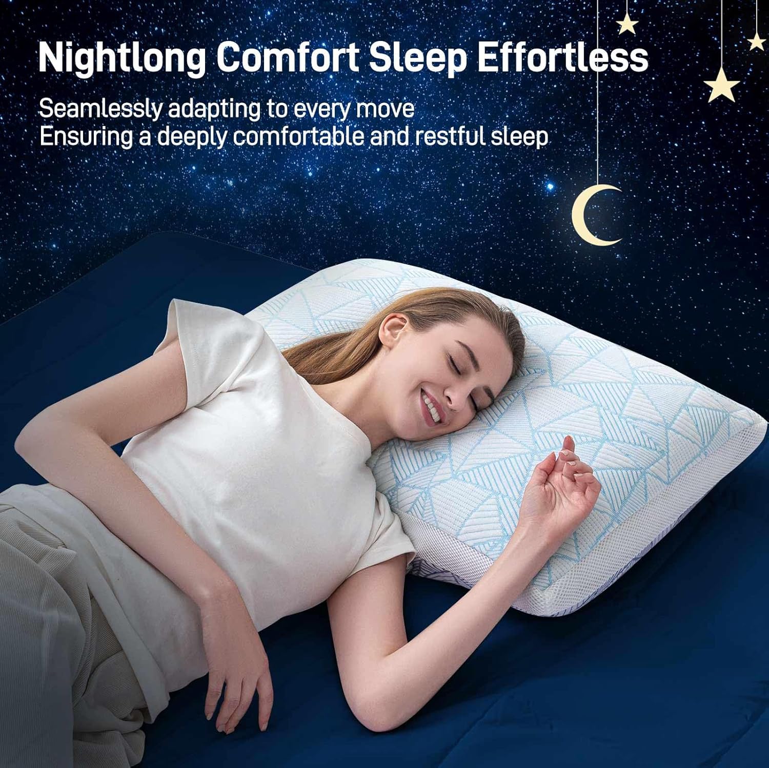 Shredded Memory Foam Cooling Soft Bamboo Viscose Pillows King Set of 2, Adjustable Hypoallergenic Hotel Quality Pillows for Back, Stomach or Side Sleeper, Oeko-TEX Certified - Image 2