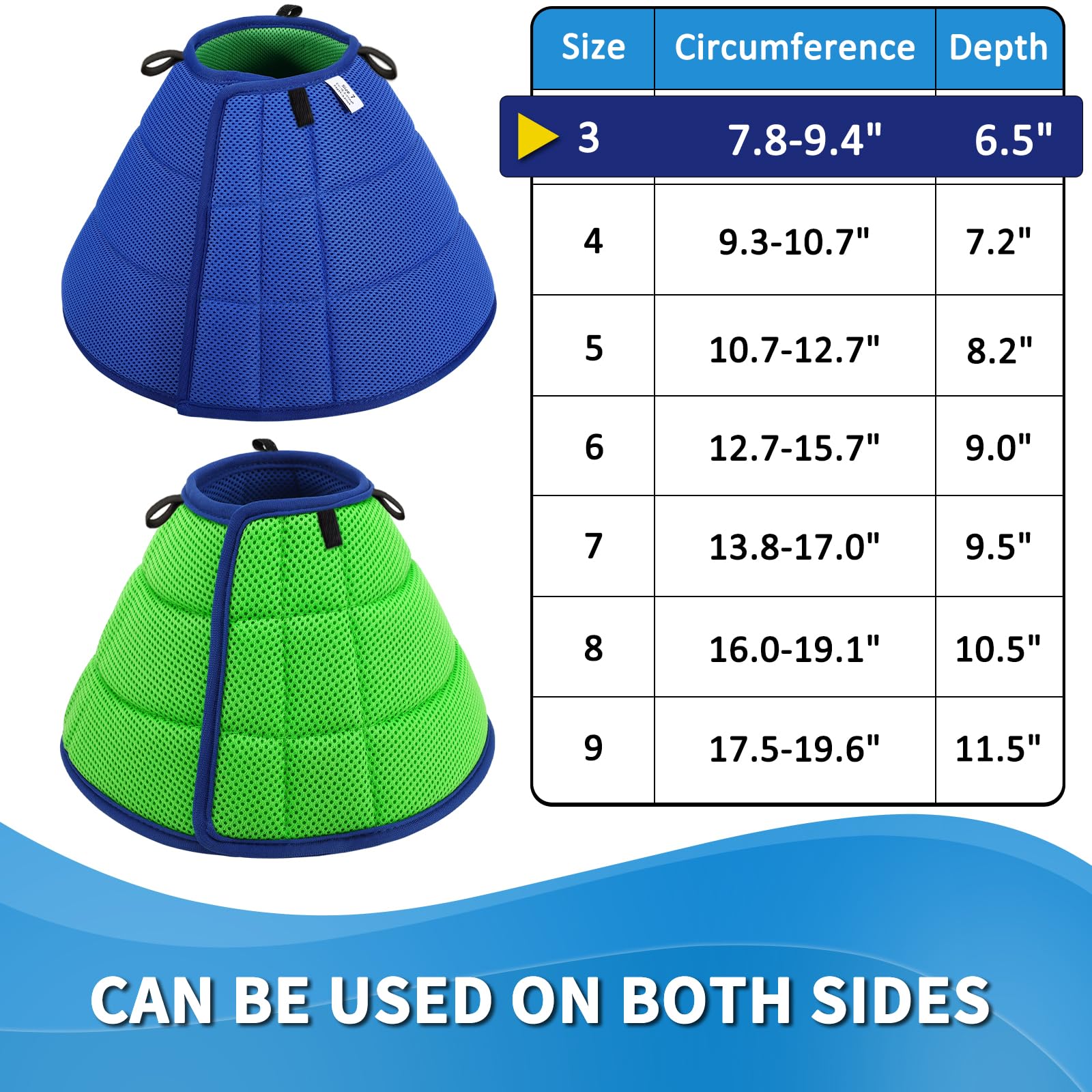 Soft Dog Cone Collar for Dogs After Surgery Buster Collars for Dogs and Cats Adjustable Neck Recovery Collar for Pets E-Collar for Dog Protective Head Cone for Pets Prevent Licking (Blue Size 3) - Image 3