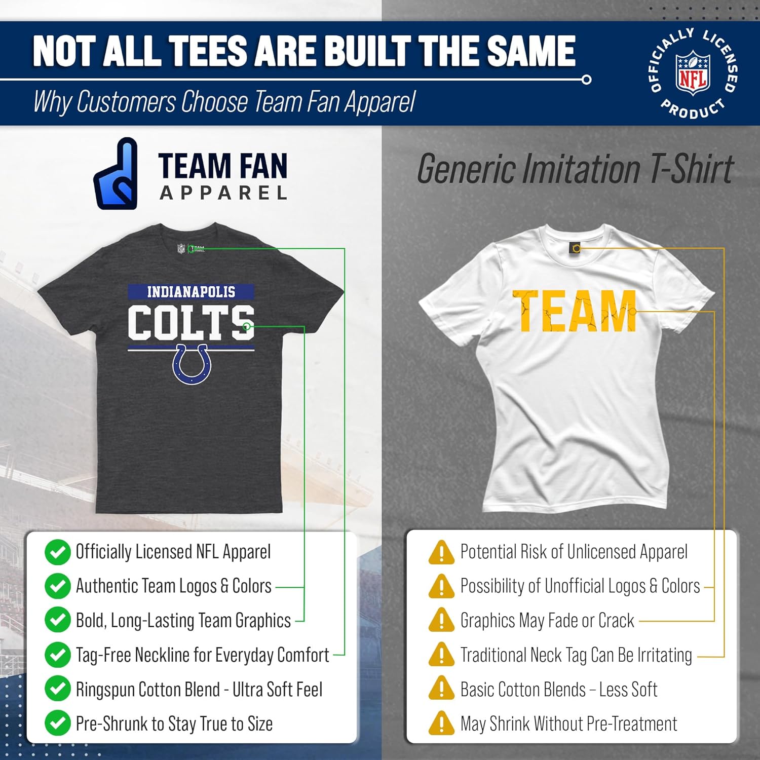 Team Fan Apparel NFL Adult Team Block Tagless T-Shirt - Cotton Blend - Charcoal - Perfect for Game Day - Comfort and Style - Image 2