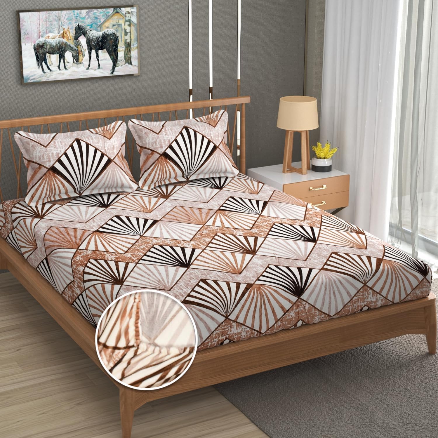 YaAkholic Velvet Warm Winter Flannel Elastic Fitted Bedsheets for Double Bed King Size 72 x 78 x 8 inches with 2 Pillow Covers - Woolen Bedsheet for Double Bed (Brown, King - 78 x 72 Inch) (B0DH2GY5CB) Amazon Price History, Amazon Price Tracker