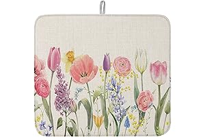 Pink Spring Floral Dish Drying Mat