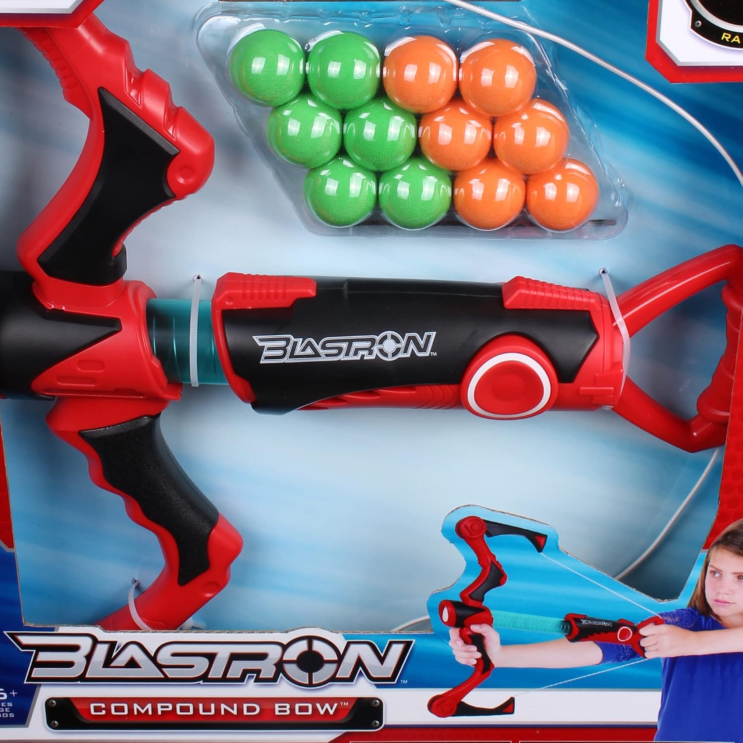 NKOK Blastron Cannonball Blaster: Compound Bow - 22" L 3844, Includes 12 Lightweight Foam Balls, Toy Shoots Up to 20 Feet, Children’s Blaster, Pump Action & Sight, for Kids Ages 6+