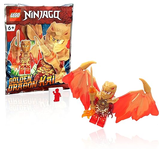 LEGO NINJAGO Crystalized Minifigure - Kai (Golden Dragon) with Wings and Gold Fire Sword