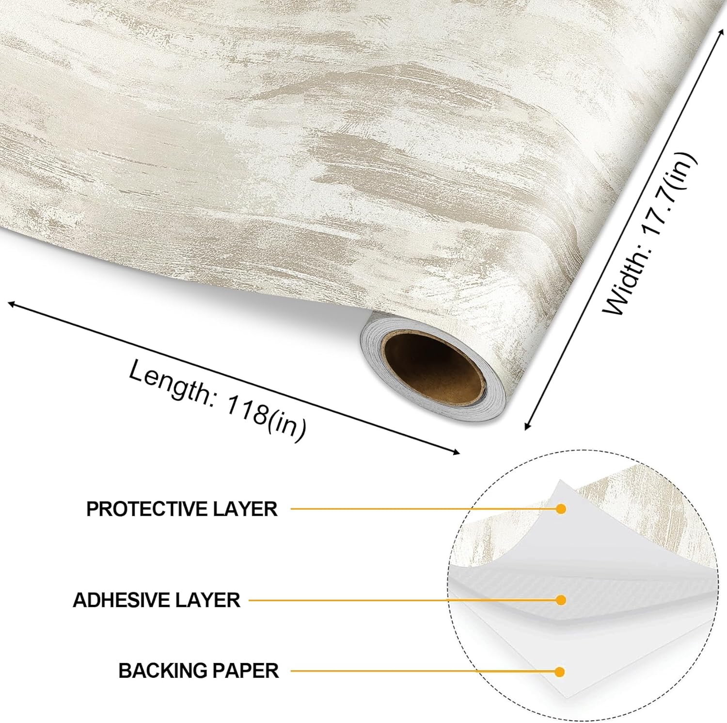 Beige Peel and Stick Concrete Wallpaper 3D Faux Concrete Cement Contact Paper 17.7"×118" Self Adhesive Industrial Textured Wallpaper Peel and Stick Cement Wall Paper for Basement Bedroom