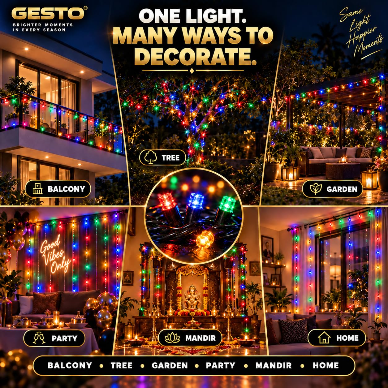 Gesto 55m LED String Lights - Multicolor & 8 Modes -9