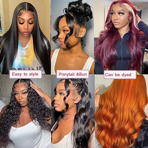 Miniatura 7 de Lemoda Pelucas de cabello humano virgen con encaje frontal completo de 13 x 6, ondulado, densidad del 210 %, 15A, 13 x 6, HD, transparente, encaje