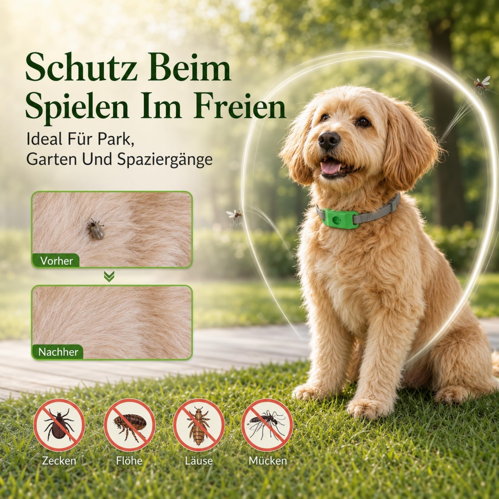 Hundehalsbandtags Für Kleine, Mittelgroße Und Große Hunde Zeckenschutz Hund Halsband, Zeckenhalsband Für Hunde Ohne Chemie, Pflanzlicher Abwehr Anhänger Gegen Flöhe Und Zecken Für Spaziergang (1PCS)