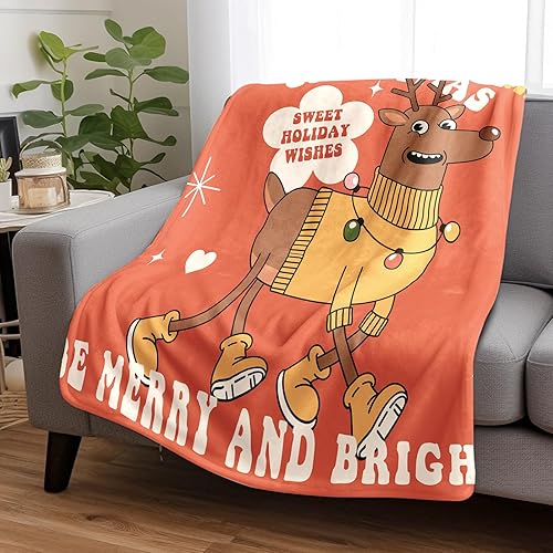 Miniatura 2 de Manta de dibujos animados de Feliz Navidad, muñeco de nieve divertido, feliz día festivo, sala de estar, dormitorio, franela acogedora, lavable,