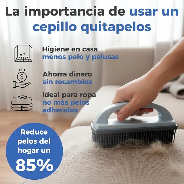Foto 8 de 8 de Cepillo Quitapelos Mascotas para Perros y Gatos, Ropa y Tapicería, Kit 2 en 1 Grande y Compacto