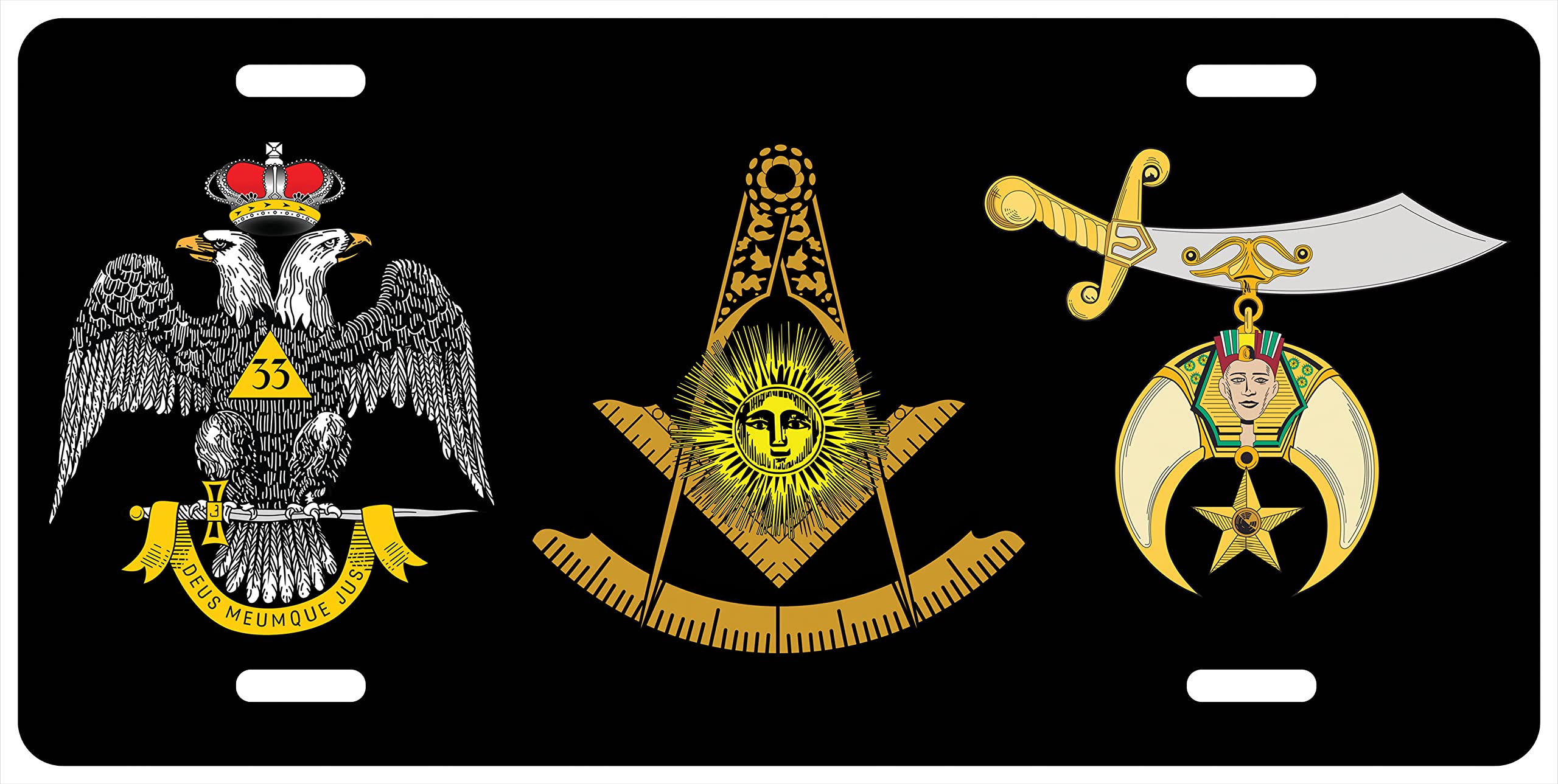 357 Designs Past Master Mason 33rd Shrine License Plate AASR WD Masonic 33 Shriner Auto Tag