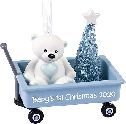 Hallmark Keepsake Ornament 2020 Year Dated Baby Boy S First Christmas Teddy Bear In Blue Wagon Amazon Co Uk Home Kitchen