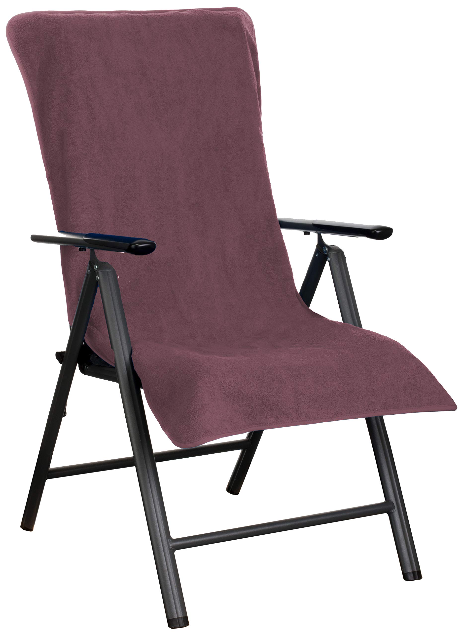 Brandsseller Housse en Éponge pour Chaise de Jardin 65x130 cm – Coussin de Siège d'Extérieur en Coton 100% – Serviette XL Confortable, Antidérapante, Lavable, Certifiée Oeko-Tex – Mûre