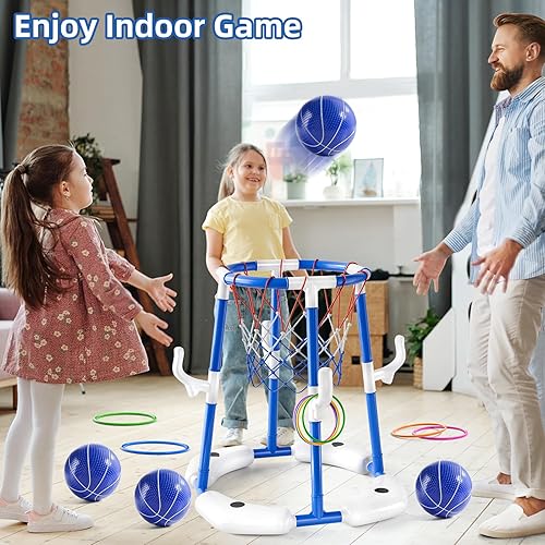 Vista 4 de Juguetes de aro de baloncesto para niños de 3, 4, 5, 6, 7 años, juguetes de natación para niños de 8 a 12 años, color azul
