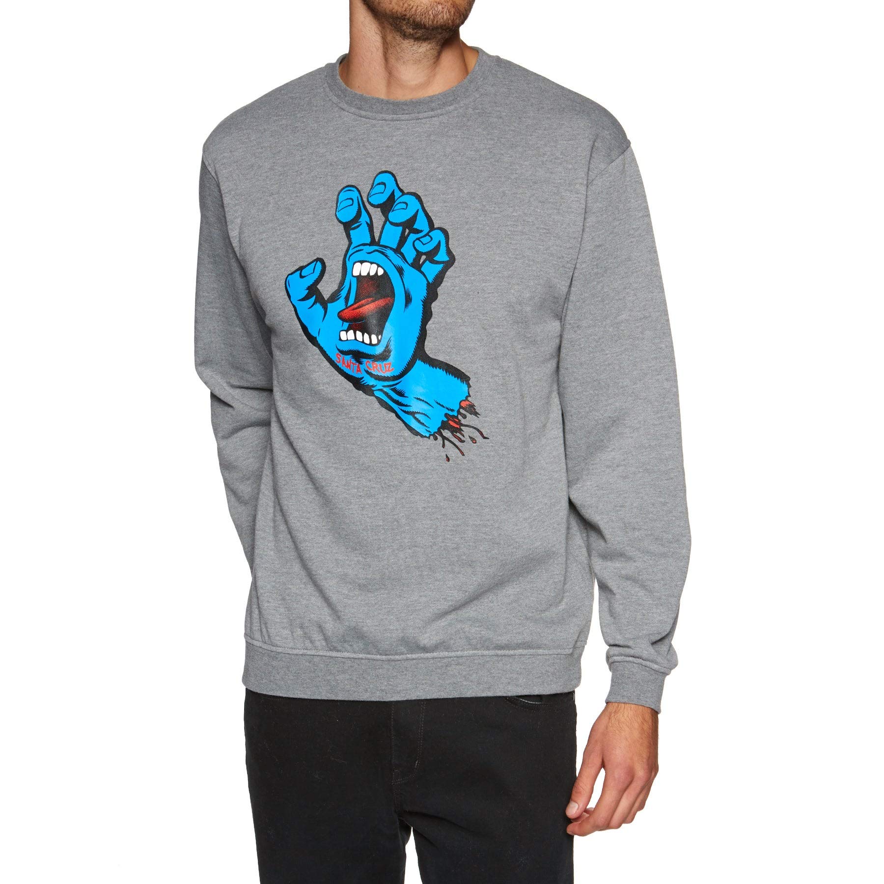 Santa Cruz Men's Grey Dark Heather Screaming Hand Sweater