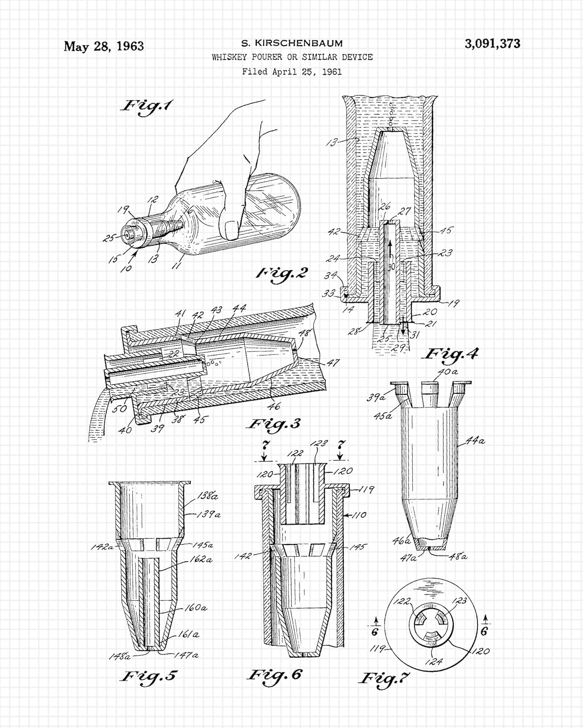Whiskey Whisky Patent Prints, 6 (8x10) Unframed Photos, Wall Art Decor for Home Work Office Cocktail Bar Pub Lounge Studio Bourbon Scotch Liquor Distillery School Student Teacher Bartender