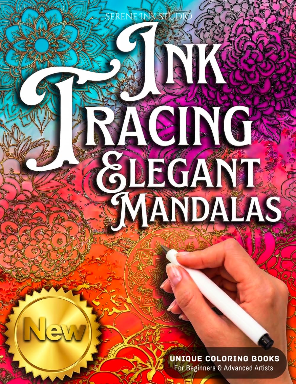 INK TRACING : ELEGANT MANDALAS: Draw with Pen and Ink the White Lines, Adult Coloring Book, A unique Reverse Coloring Book designed to help reduce ... Designs (Mandala Ink Tracing Coloring Books)