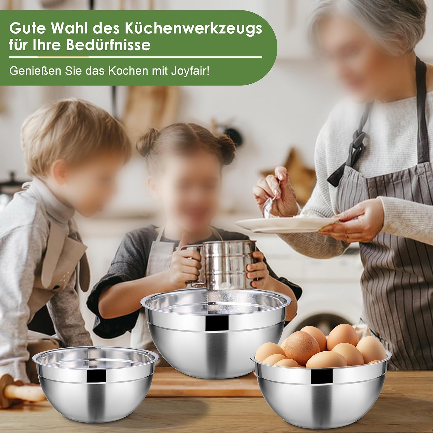 Joyfair 5 Piece Stainless Steel Mixing Bowl Set with Transparent Lid (5, Colourful) image 5
