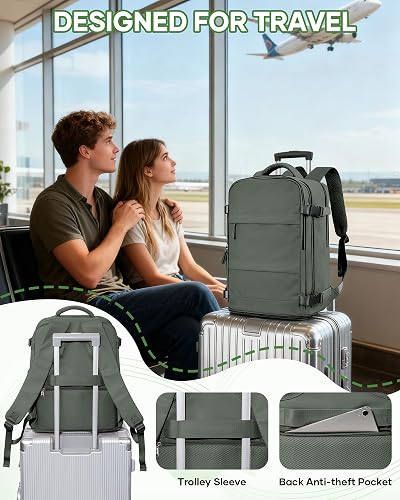 SZLX Vacuum Backpack Travel Bag with Pump, New Ryanair Cabin Size Bag 40x30x20 Backpack Wizz air, Large Travel Backpack Women Men Carry On Casual Daypack Fit 14 Inch Laptop with Shoes Compartment - 9