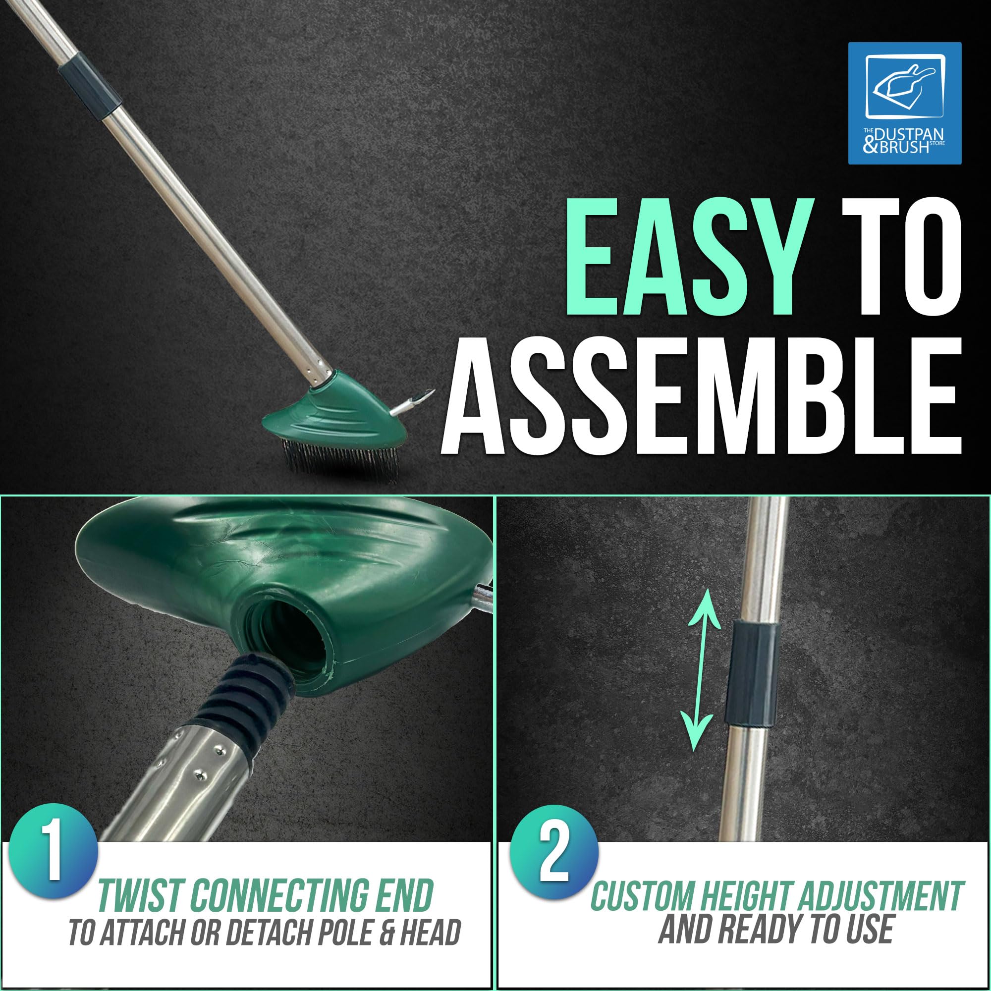 Angled Weed Remover Tool Brush Long Handle with Built-In Weed Scraper Tool, Moss Remover Patio Brush, Metal Bristles for Removing Moss, Ideal for Garden, Driveway, and Block Paving Patio Cleaner — view 6