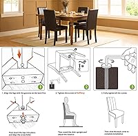 Vista 8 de SUPER DEAL Juego de 4 sillas de comedor de piel sintética con patas de madera, resistentes al agua y al aceite, elásticas, sillas de cocina