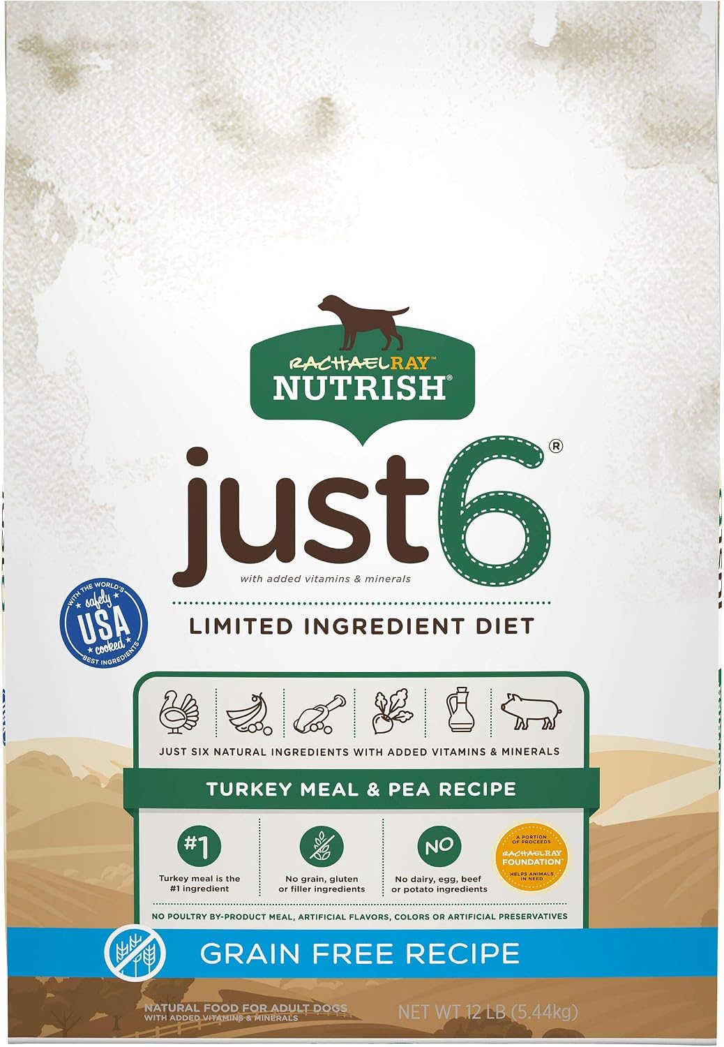 Rachael Ray Nutrish Limited Ingredient Diet Turkey Meal & Pea Recipe, 12 Pounds, Grain Free