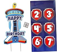 Vista 4 de Decoración personalizada de edad para pastel de cumpleaños para fiestas de niños y niñas de patrulla