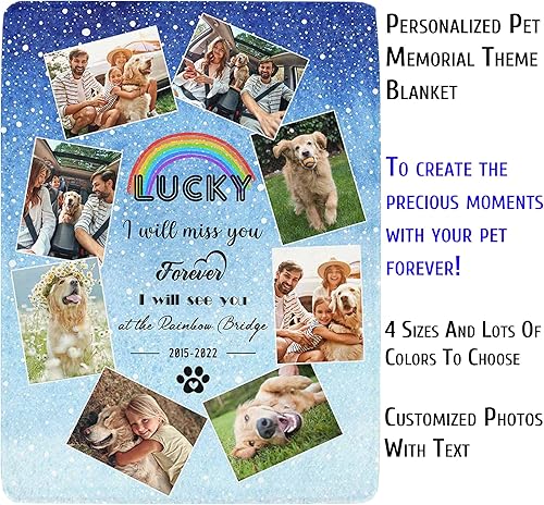 Miniatura 9 de M YESCUSTOM Manta personalizada para perros con tu propia foto y texto, manta conmemorativa personalizada para mascotas para amantes de las mascotas