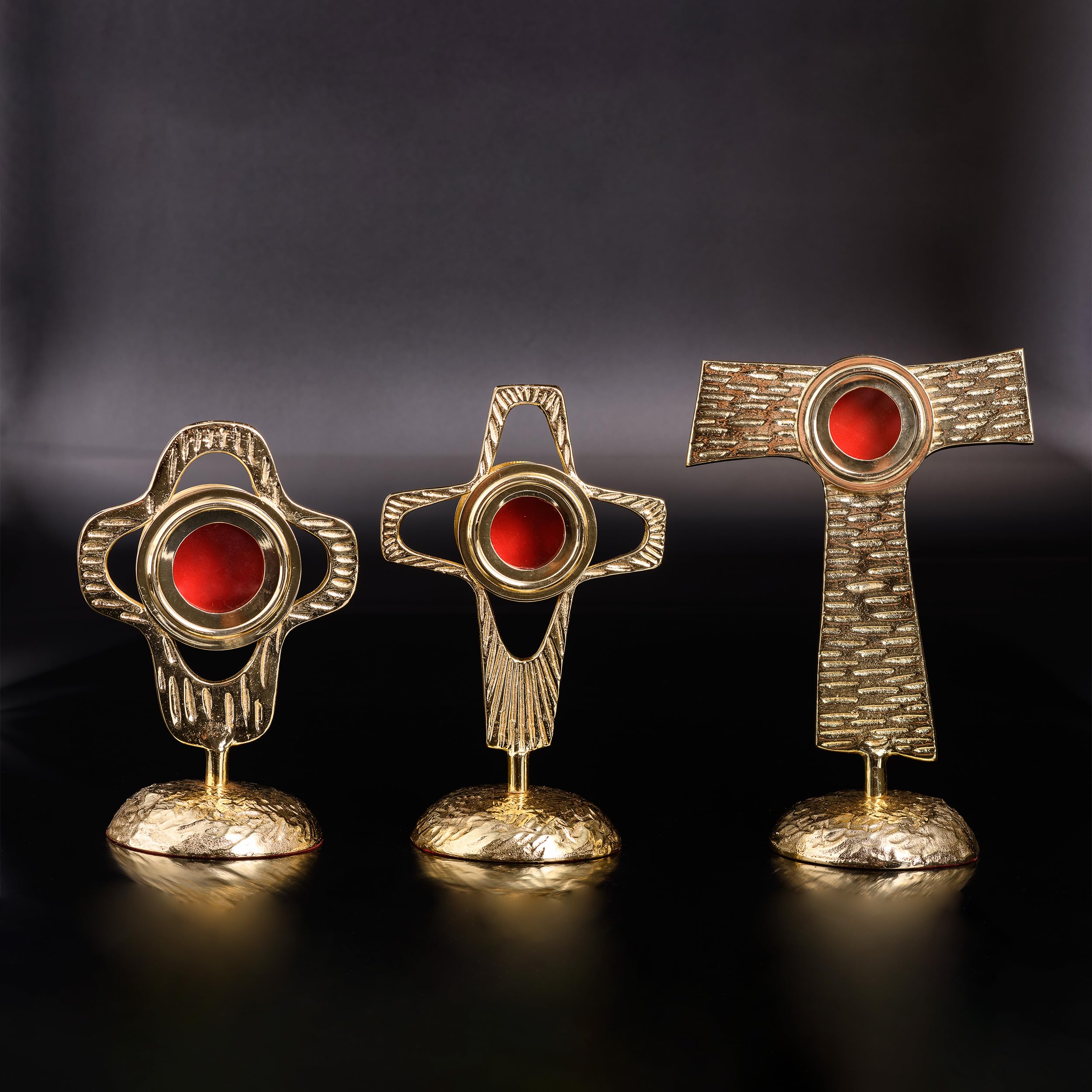 NKlaus 22cm relicario latón Dorado custodia casa Altar Luna Ø 4cm Abertura Espalda Trabajo Manual 3312