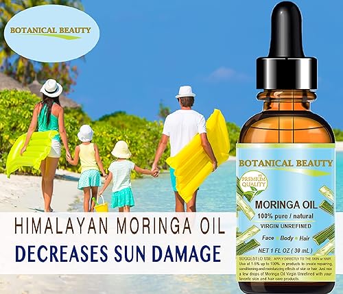 Miniatura 4 de Aceite de moringa Moringa oleifera WILD GROWTH Himalayan. Virgen natural sin diluir 100% puro sin diluir 4 fl.oz.- 4.1 fl oz para cara, piel,
