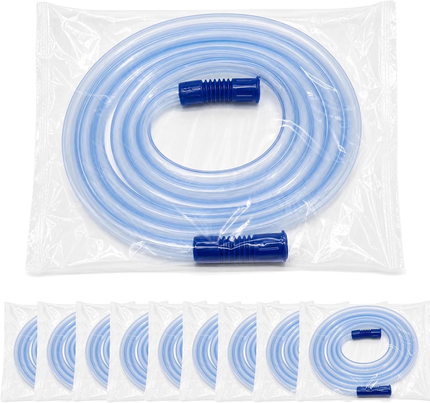 Suction Connection Tubing for 8,9,10mm Connector, 6.5 ft | Soft PVC Replacement Hose, Individually Packaged, 10 Pack